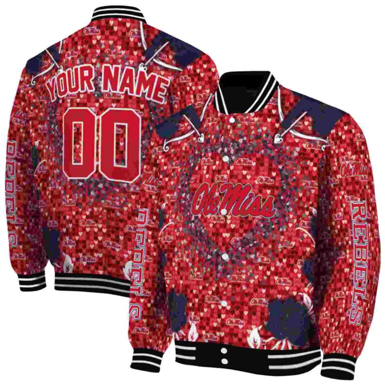 personalized ole miss rebels heart explosion red jacket fashion forward