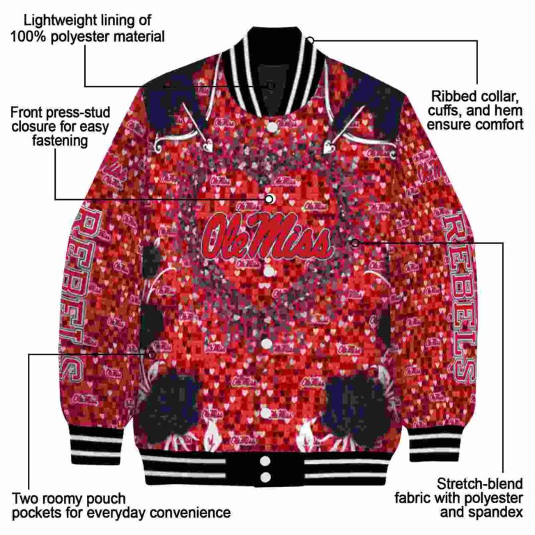 personalized ole miss rebels heart explosion red jacket new arrival