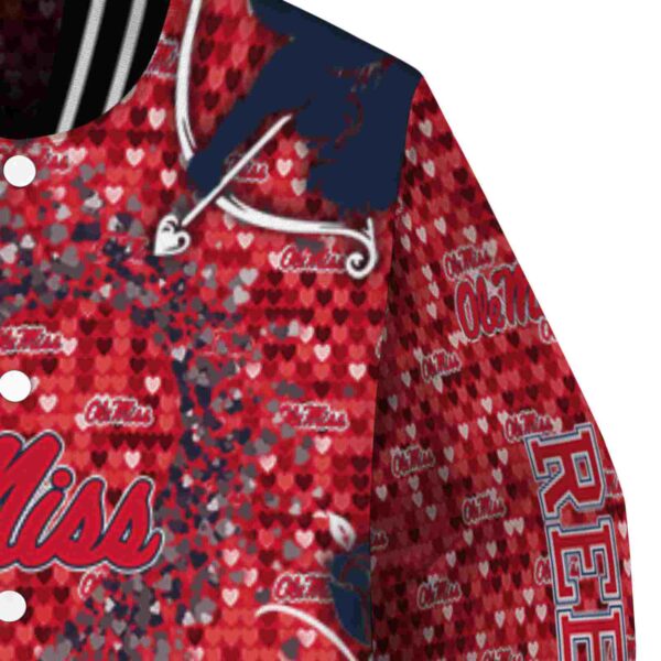 personalized ole miss rebels heart explosion red jacket premium grade