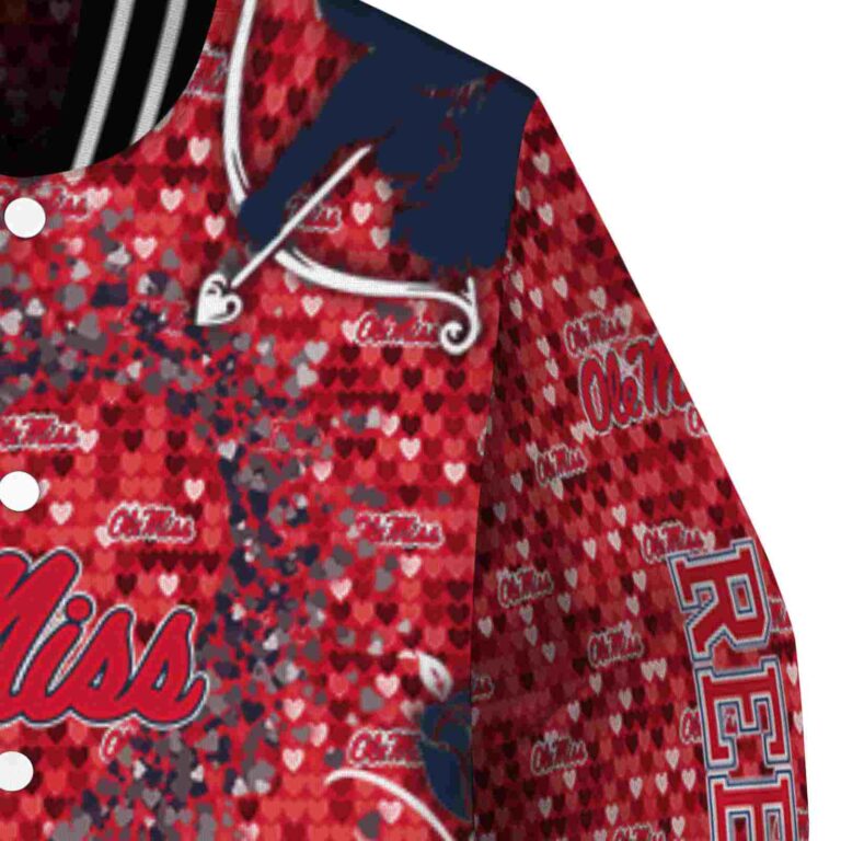 personalized ole miss rebels heart explosion red jacket premium grade
