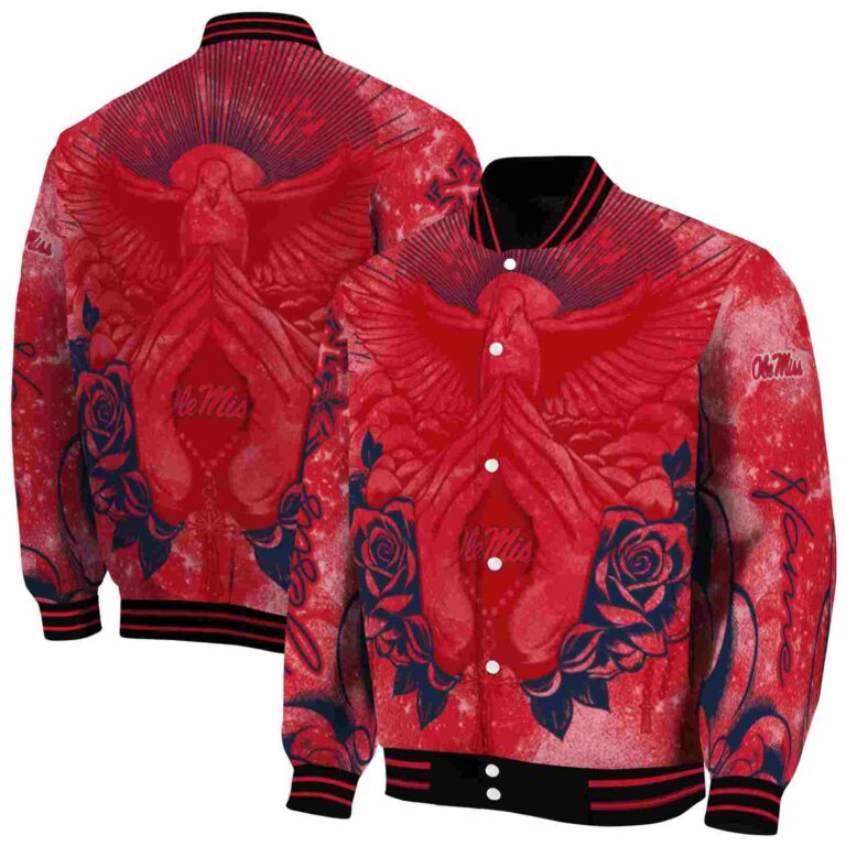 personalized ole miss rebels praying hands red jacket fashion forward