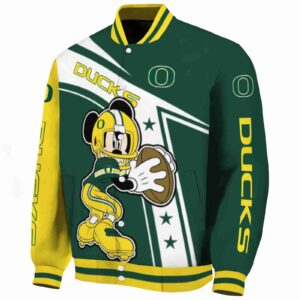 personalized oregon ducks mickey football green white jacket best selling