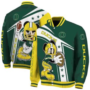 personalized oregon ducks mickey football green white jacket fashion forward