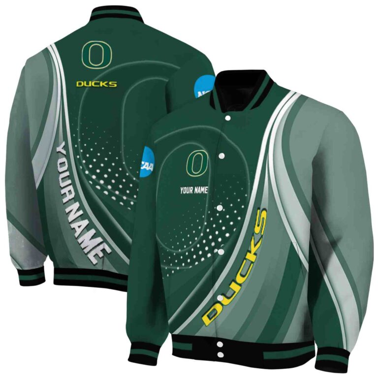 personalized oregon ducks wave patterns green jacket fashion forward