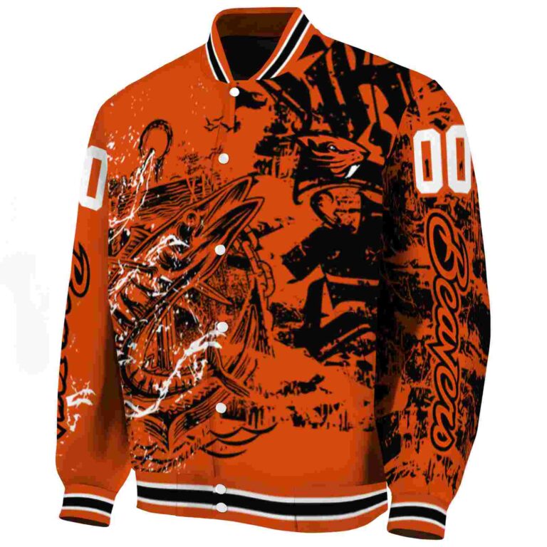 personalized oregon state beavers fishing art orange jacket best selling