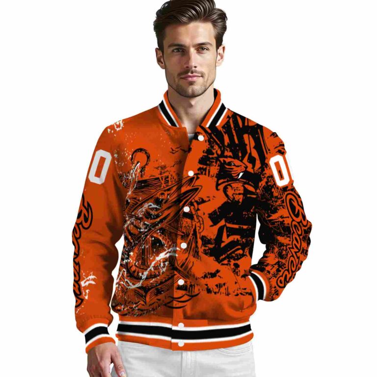 personalized oregon state beavers fishing art orange jacket high quality