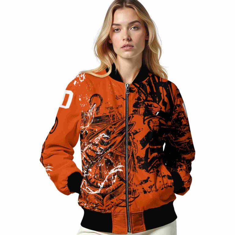 personalized oregon state beavers fishing art orange jacket latest model