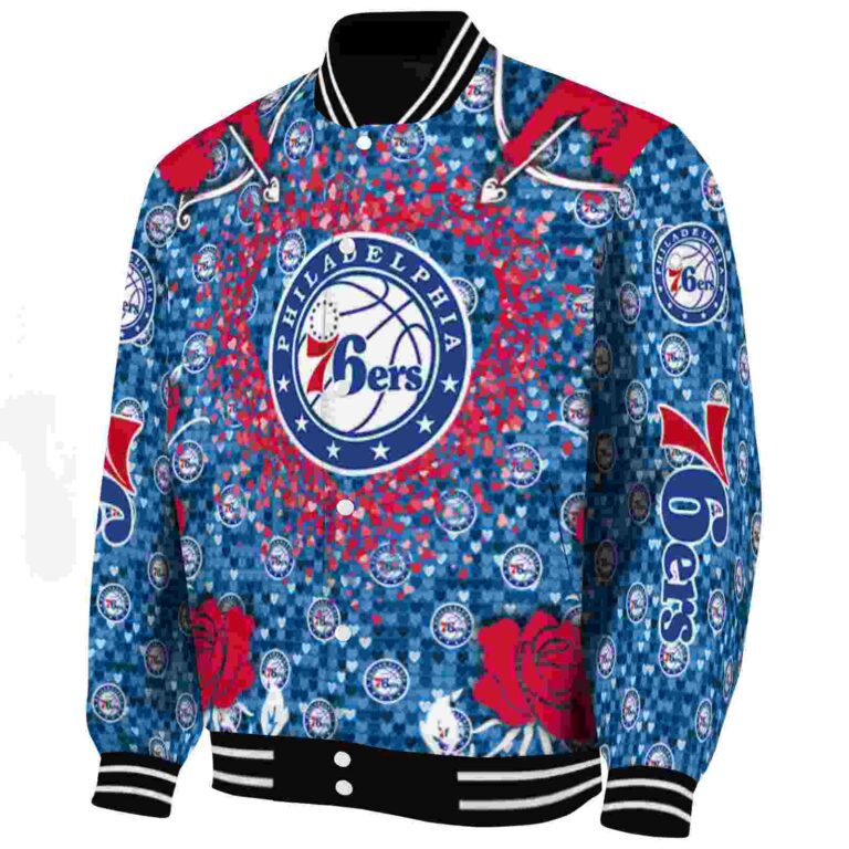 personalized philadelphia 76ers heart explosion blue jacket best selling