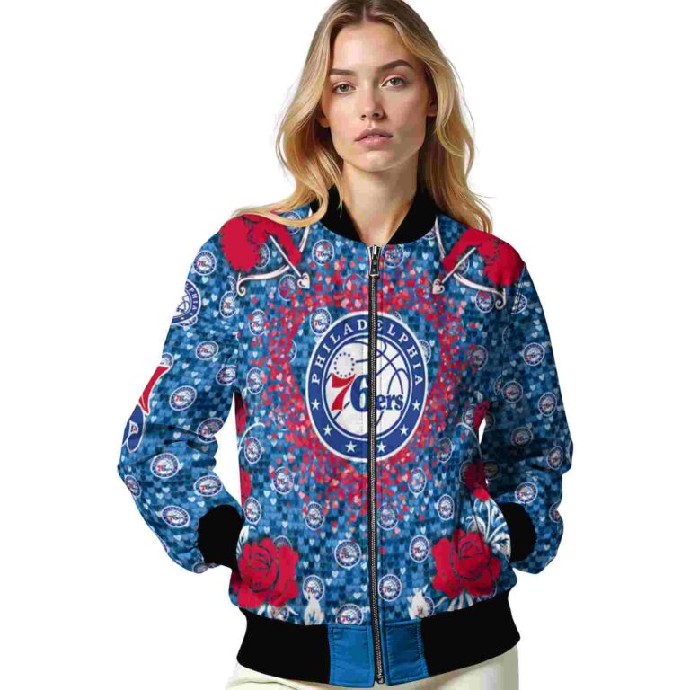 personalized philadelphia 76ers heart explosion blue jacket latest model