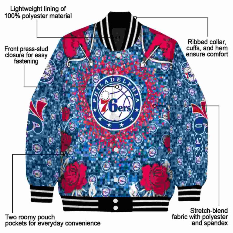 personalized philadelphia 76ers heart explosion blue jacket new arrival