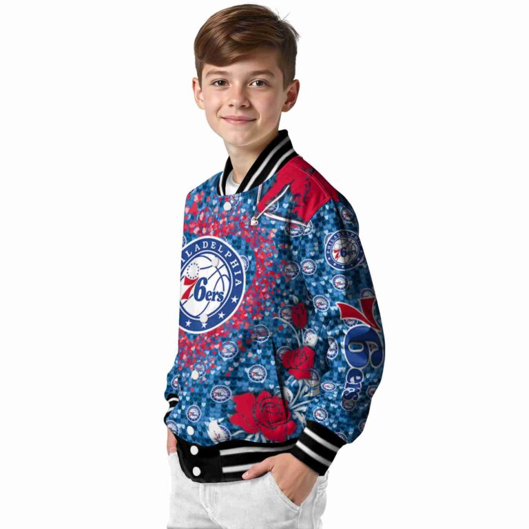 personalized philadelphia 76ers heart explosion blue jacket trendy