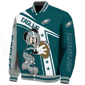 personalized philadelphia eagles mickey football green white jacket best selling