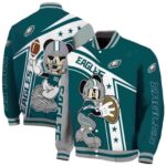 personalized philadelphia eagles mickey football green white jacket best selling