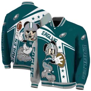 personalized philadelphia eagles mickey football green white jacket fashion forward