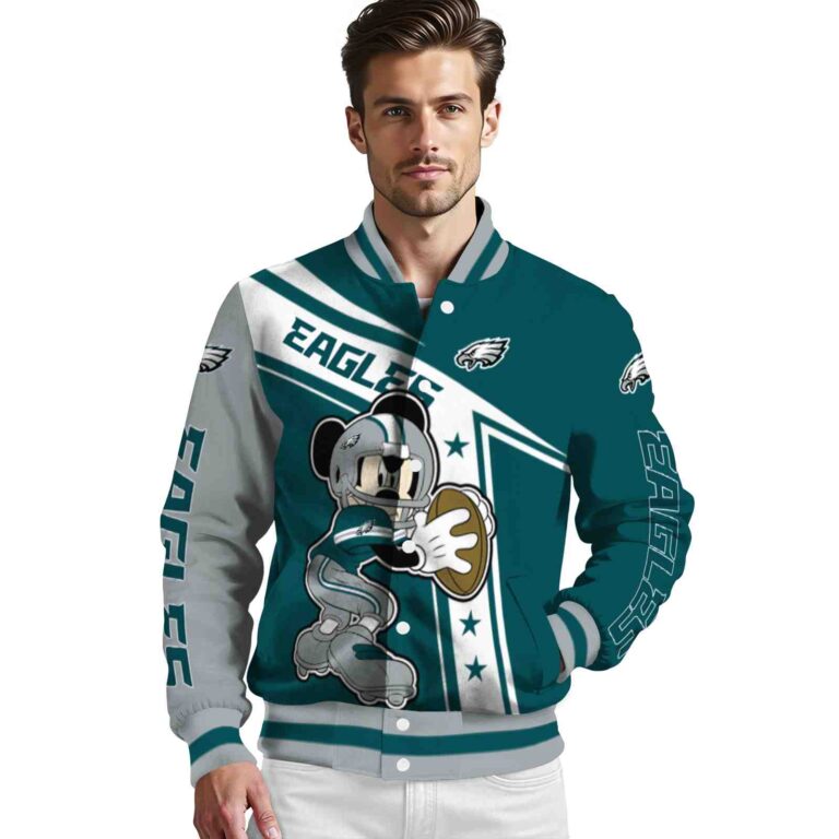 personalized philadelphia eagles mickey football green white jacket high quality