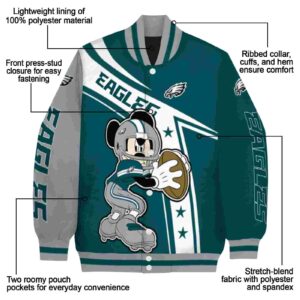 personalized philadelphia eagles mickey football green white jacket new arrival