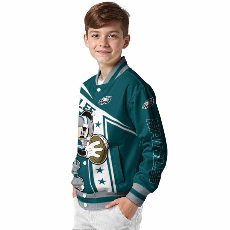 personalized philadelphia eagles mickey football green white jacket trendy
