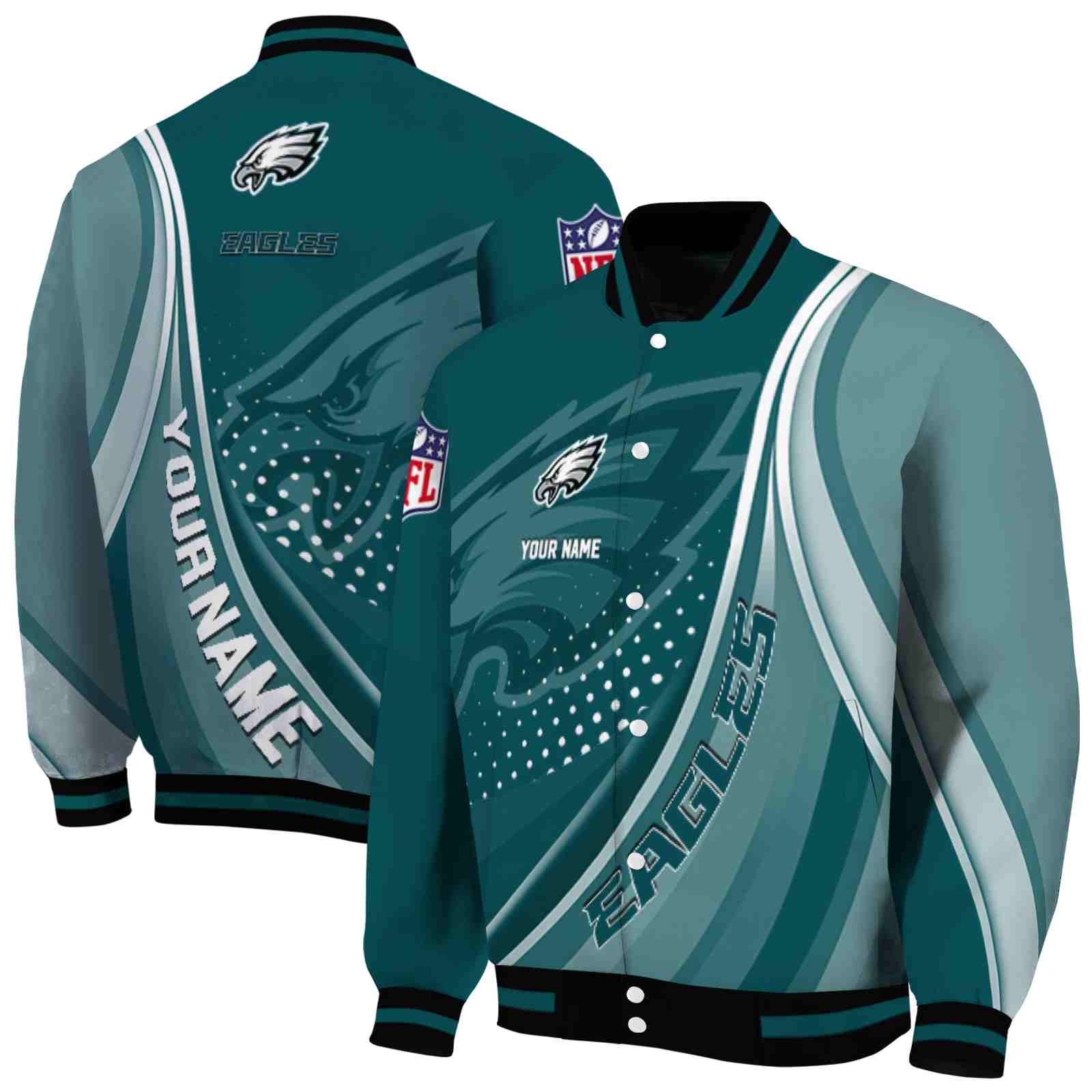personalized philadelphia eagles wave patterns green jacket fashion forward personalized philadelphia eagles wave patterns green jacket fashion forward