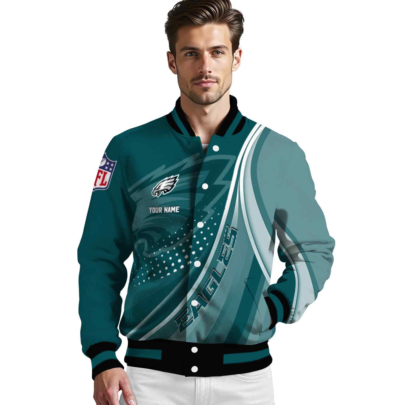 personalized philadelphia eagles wave patterns green jacket high quality personalized philadelphia eagles wave patterns green jacket high quality