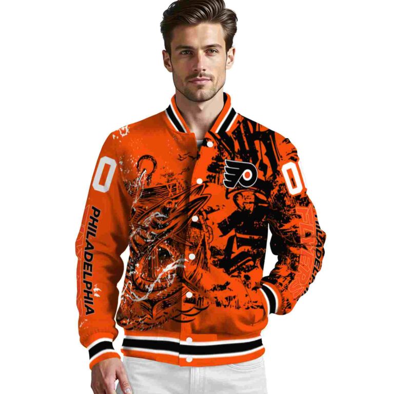 personalized philadelphia flyers fishing art orange jacket high quality