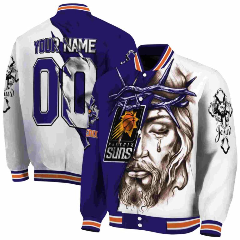 personalized phoenix suns jesus tears purple white jacket fashion forward