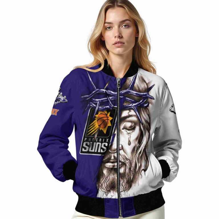 personalized phoenix suns jesus tears purple white jacket latest model