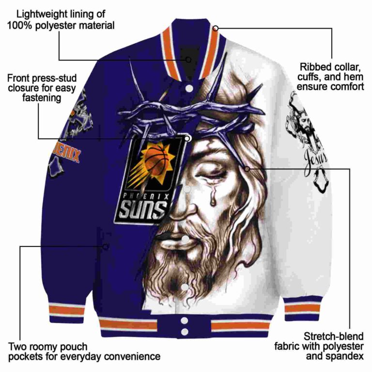 personalized phoenix suns jesus tears purple white jacket new arrival