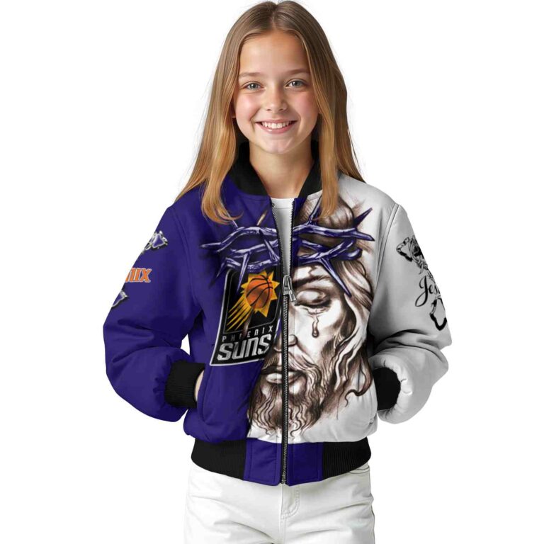 personalized phoenix suns jesus tears purple white jacket top rated
