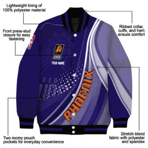 personalized phoenix suns wave patterns purple jacket new arrival