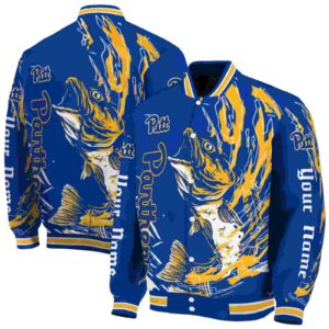 personalized pittsburgh panthers fishing passion royal blue white jacket fashion forward