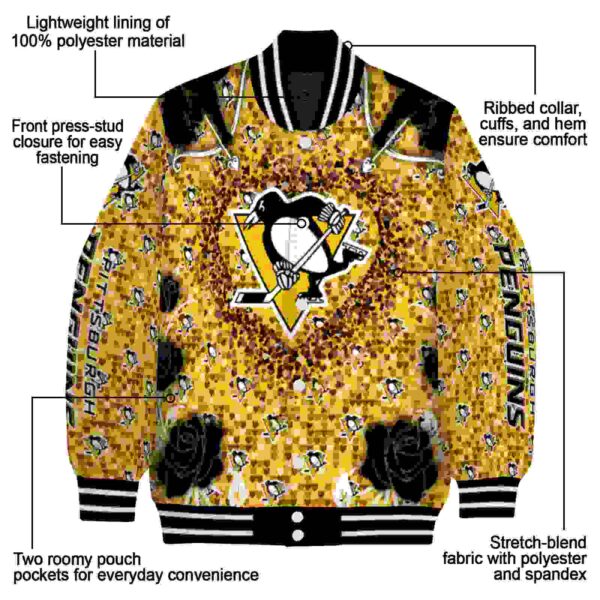 personalized pittsburgh penguins heart explosion yellow jacket new arrival