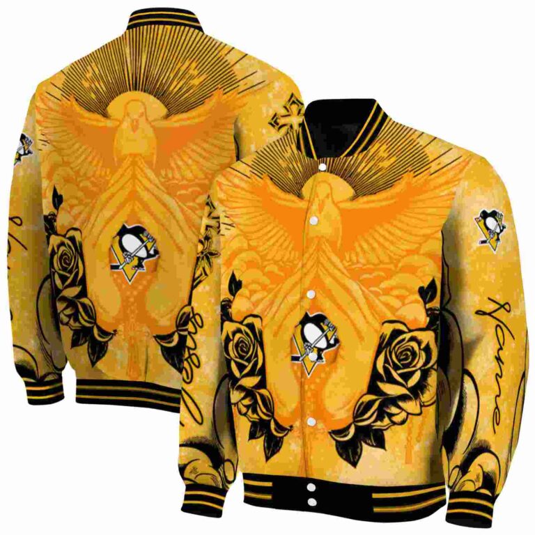 personalized pittsburgh penguins praying hands yellow jacket fashion forward