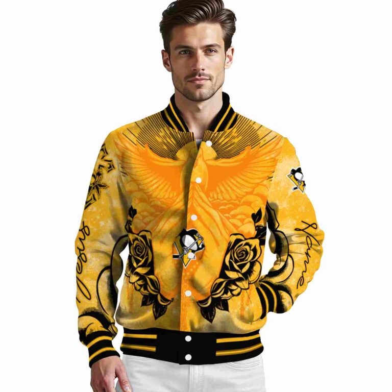 personalized pittsburgh penguins praying hands yellow jacket high quality