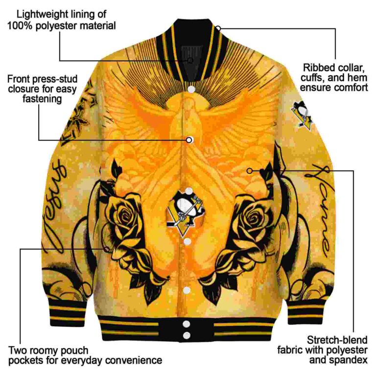 personalized pittsburgh penguins praying hands yellow jacket new arrival