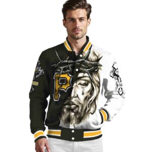 personalized pittsburgh pirates jesus tears black white jacket high quality