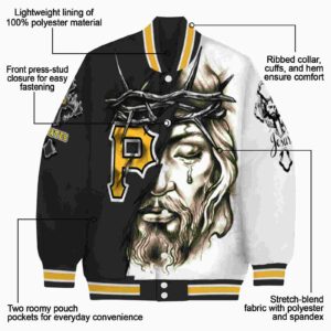 personalized pittsburgh pirates jesus tears black white jacket new arrival