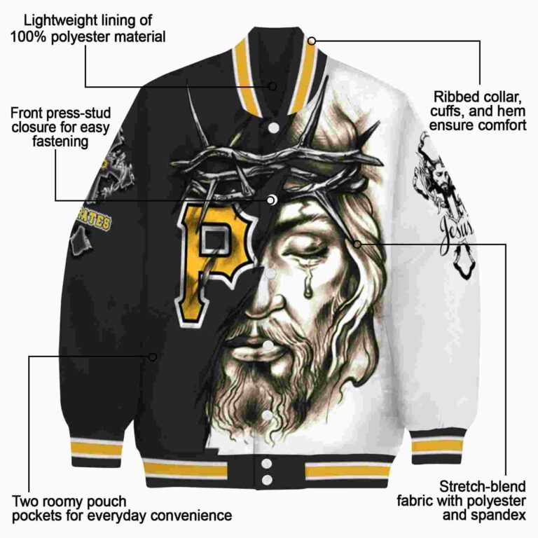 personalized pittsburgh pirates jesus tears black white jacket new arrival