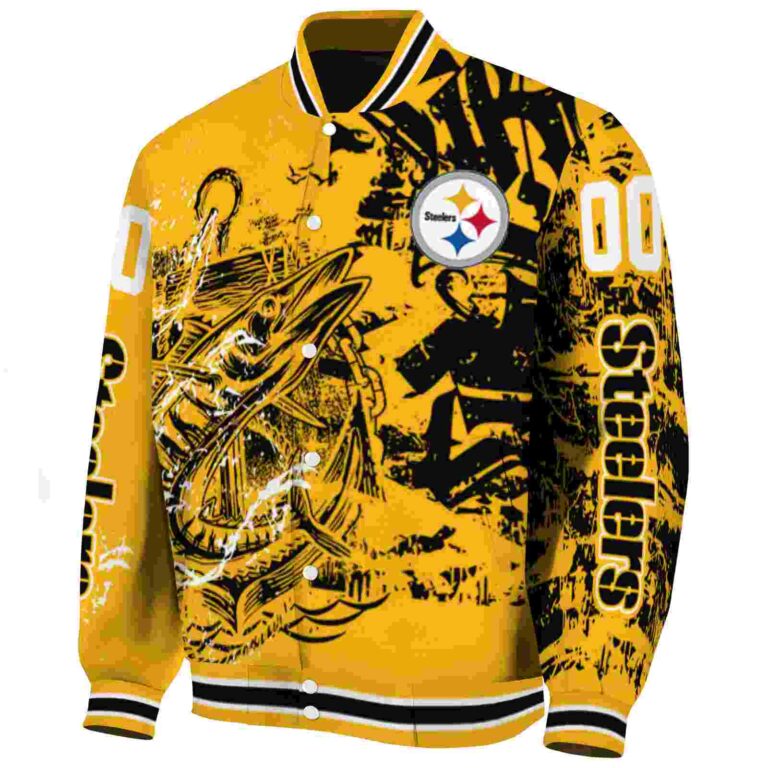 personalized pittsburgh steelers fishing art gold jacket best selling