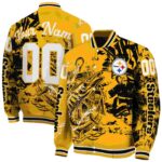 personalized pittsburgh steelers fishing art gold jacket best selling