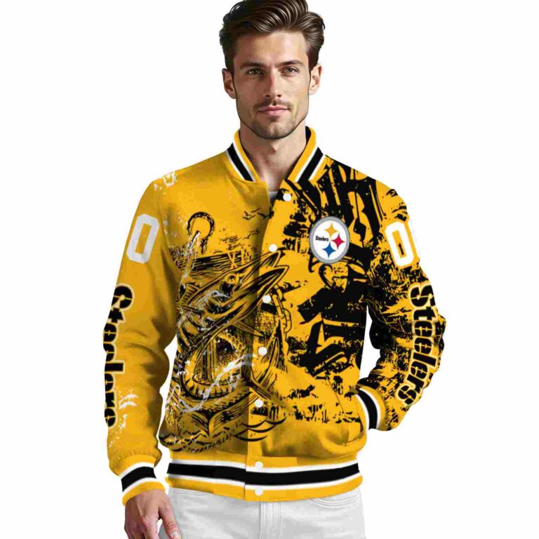 personalized pittsburgh steelers fishing art gold jacket high quality