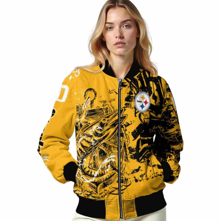 personalized pittsburgh steelers fishing art gold jacket latest model