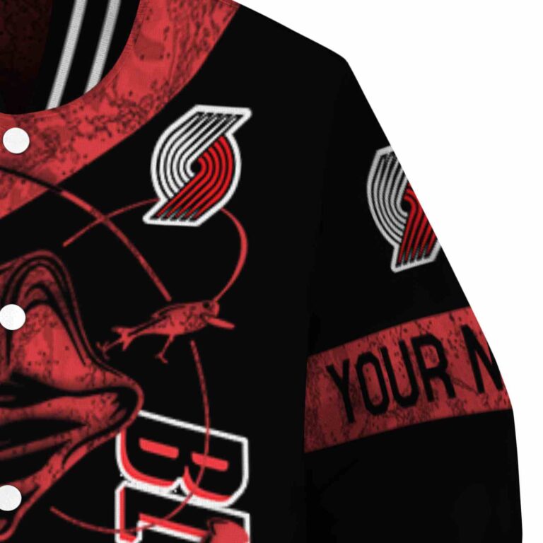 personalized portland trail blazers fishing rod black jacket premium grade