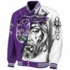 personalized sacramento kings jesus tears purple white jacket best selling
