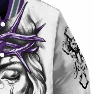 personalized sacramento kings jesus tears purple white jacket premium grade
