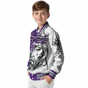 personalized sacramento kings jesus tears purple white jacket trendy