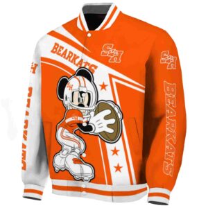 personalized sam houston bearkats mickey football orange white jacket best selling