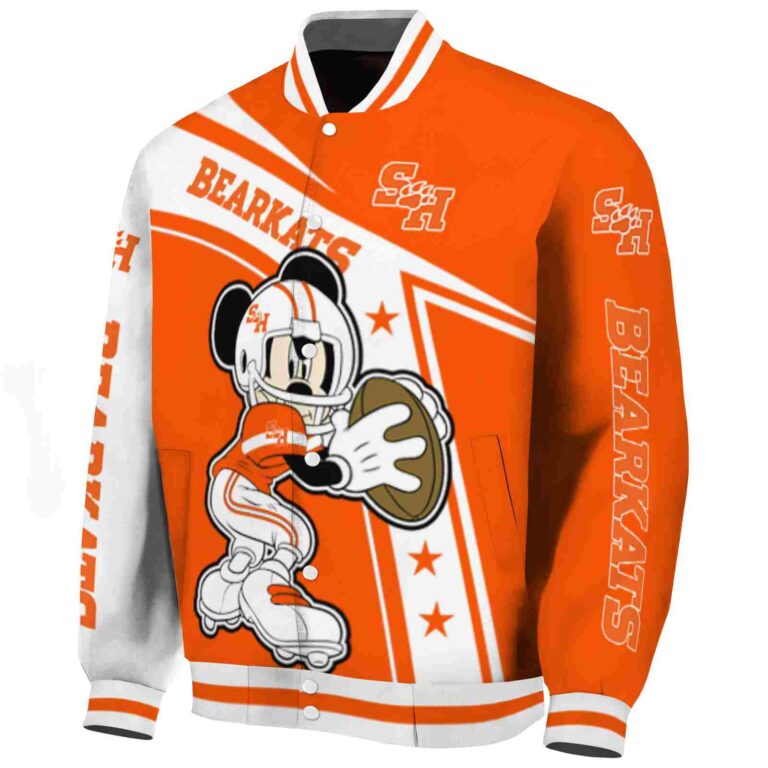 personalized sam houston bearkats mickey football orange white jacket best selling