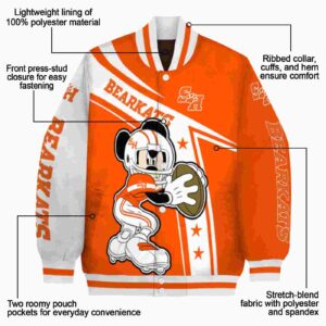 personalized sam houston bearkats mickey football orange white jacket new arrival