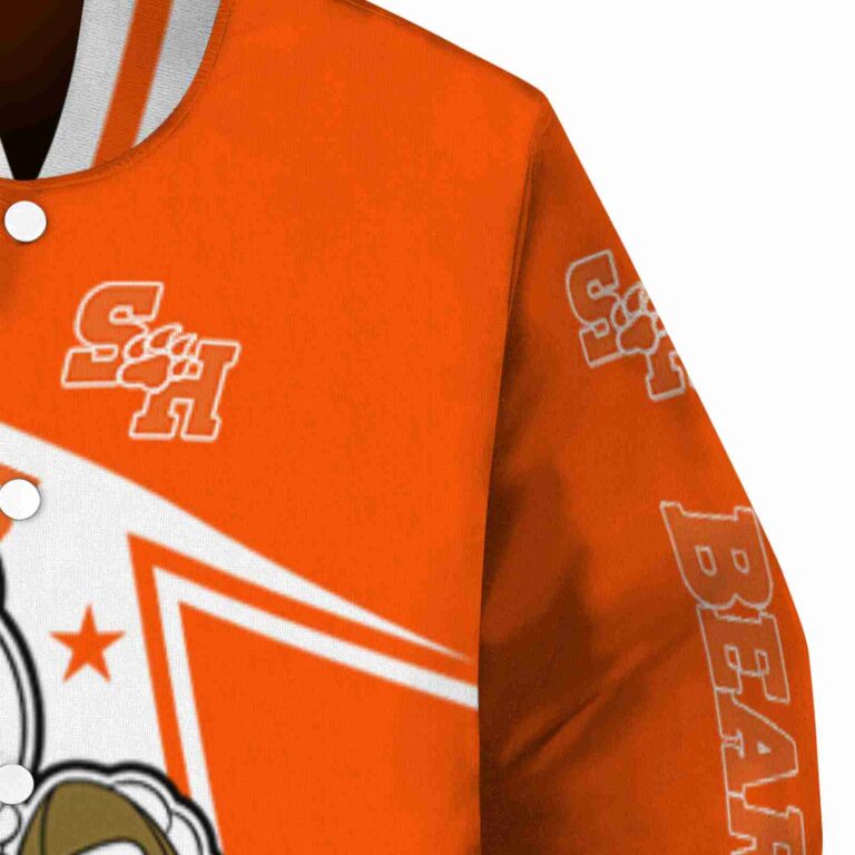 personalized sam houston bearkats mickey football orange white jacket premium grade