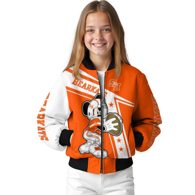 personalized sam houston bearkats mickey football orange white jacket top rated